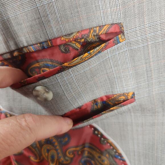 Sam Surin Bespoke Blazer Men 42 Gray Glen Plaid Luxury Wool Italy Jacket EUC - Picture 6 of 16